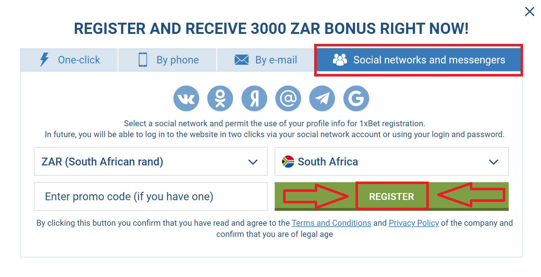 Registration at 1xBet Social media Registration at 1xBet Social media