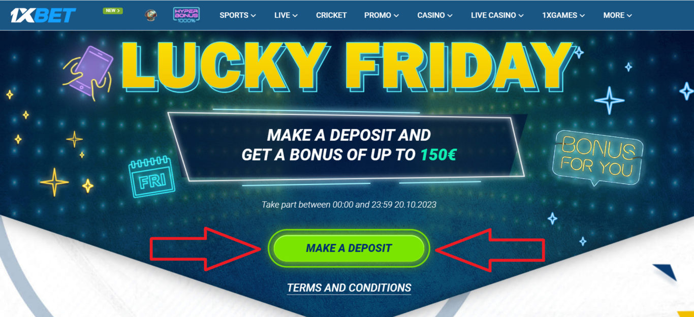 1xBet Lucky Friday Bonus Available Gifts